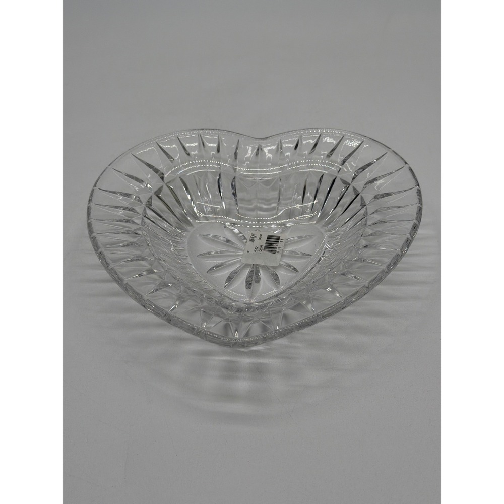 Mikasa Japan Lead Crystal Heart Shaped Dish Starburst Cut Clear Glass Bowl